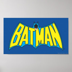 Póster Batman   Logotipo azul amarillo vintage