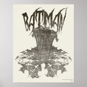 Póster Batman   Logotipo de diseño gráfico con lápiz de d