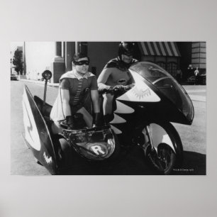 Póster Batman y Robin en Batcycle