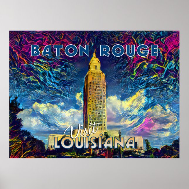 Póster Baton Rouge, Visite Louisiana... (Frente)