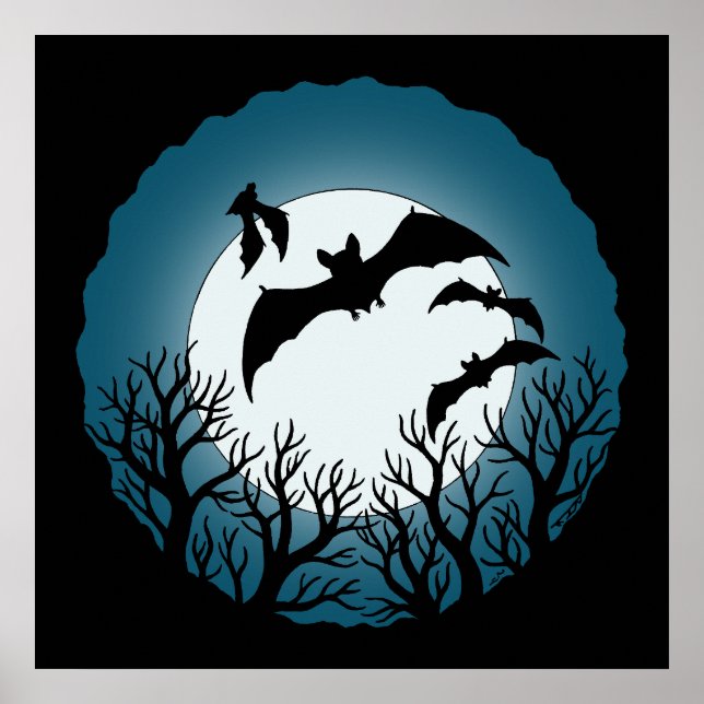 Póster Bats and Trees Against the Moon (Frente)