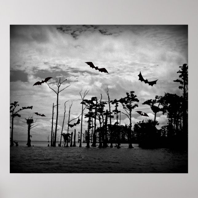 Póster Bats de Halloween - Escena espeluznante (Frente)