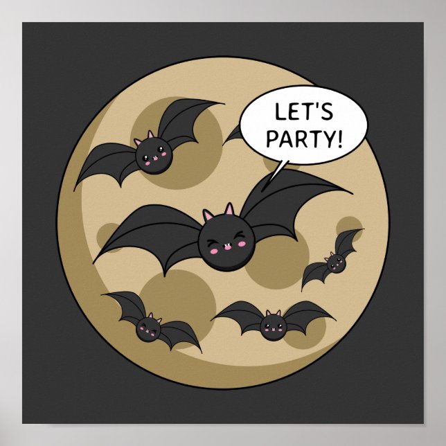 Póster Bats Having Party on Full Moon (Frente)