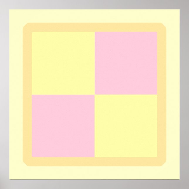 Póster Battenburg Cake. Pink and Yellow. (Frente)