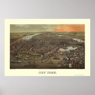Póster Battery Park, NY Panoramic Map - 1873