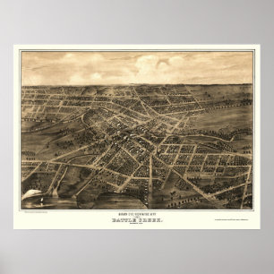 Póster Battle Creek, mapa panorámico del MI - 1870