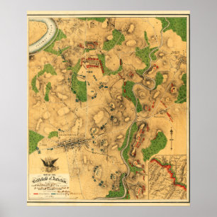 Póster Battle of Antietam - Civil War Panoramic Map 3