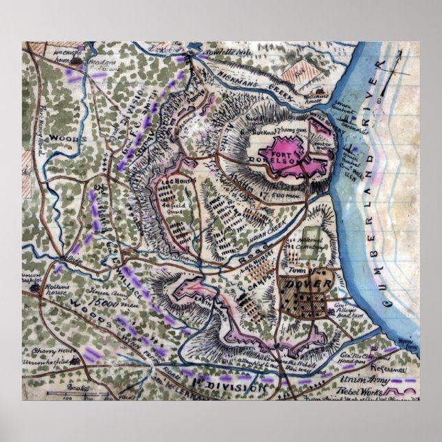 Póster Battle of Fort Donelson - Civil War Panoramic (Frente)