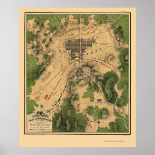 Póster Battle of Gettysburg, PA Panoramic Map - 1863