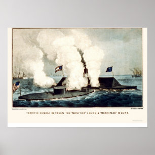 Póster Battle of the Monitor and Merrimac 1862