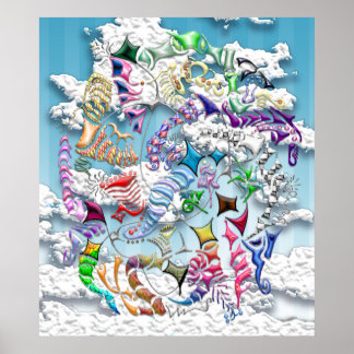 Póster Battling Kites — Azul