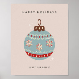 Póster Bauble de Navidad retro vintage