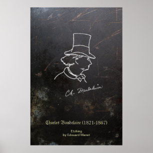 Póster Baudelaire en sombrero de copa