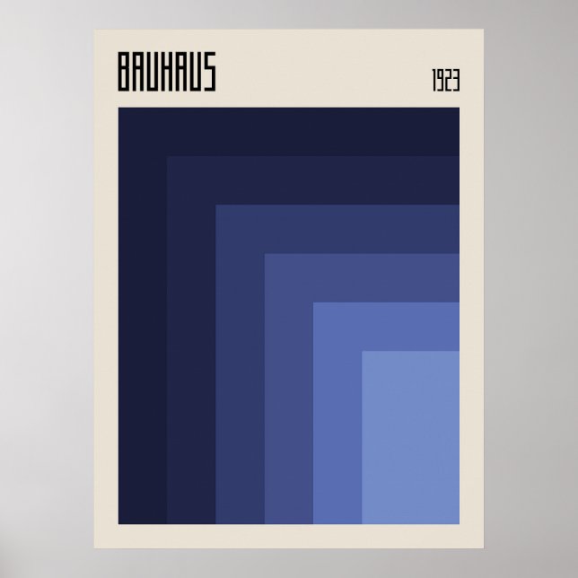 Póster Bauhaus 1923 | Diseño retro | Sombras azules (Frente)