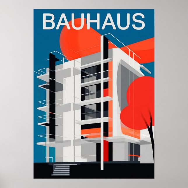 Póster bauhaus, diseño bauhaus, diseño moderno, geométric (Frente)