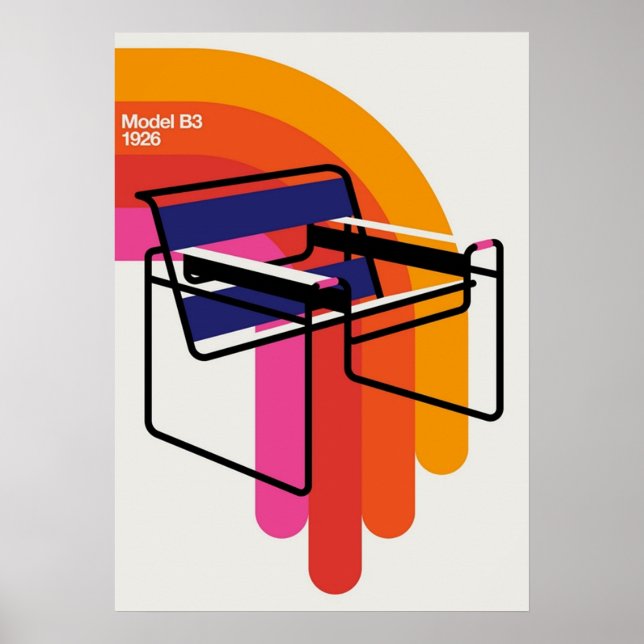 Póster bauhaus, modernista, mínima, geométrica, abstracta (Frente)
