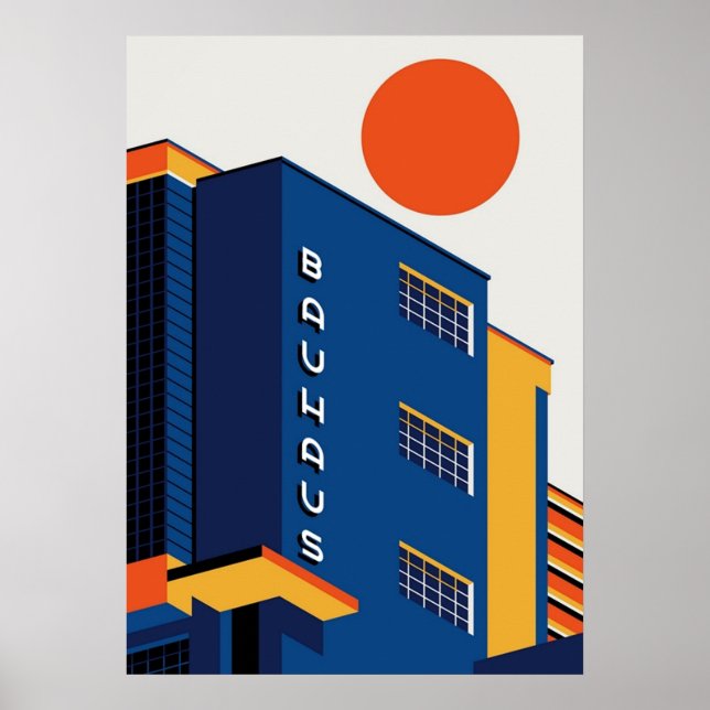 Póster bauhaus, modernista, mínima, geométrica, abstracta (Frente)