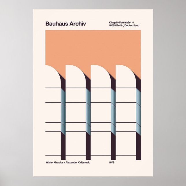 Póster bauhaus, modernista, mínima, geométrica, abstracta (Frente)