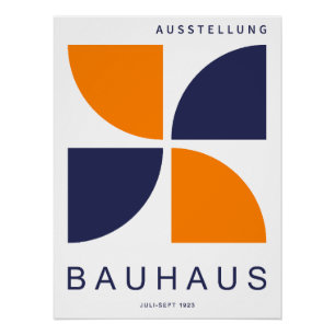Póster Bauhaus Naranja Marrón Geométrico Cuarto de Círcul