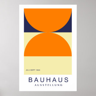 Póster Bauhaus Orange Navy Half Circle Bold Art Print
