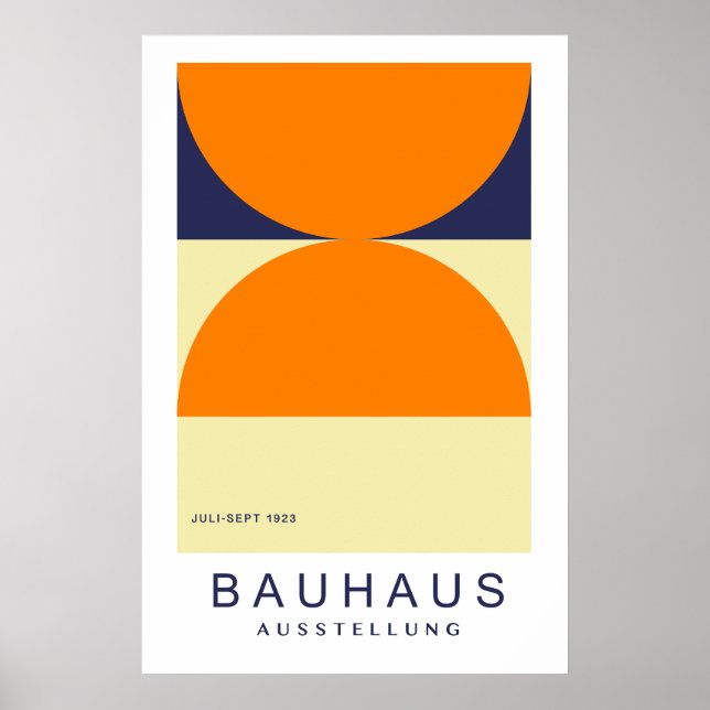 Póster Bauhaus Orange Navy Half Circle Bold Art Print (Frente)