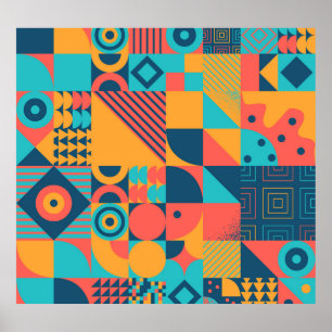 Póster Bauhaus Retro: música geométrica de los años 70