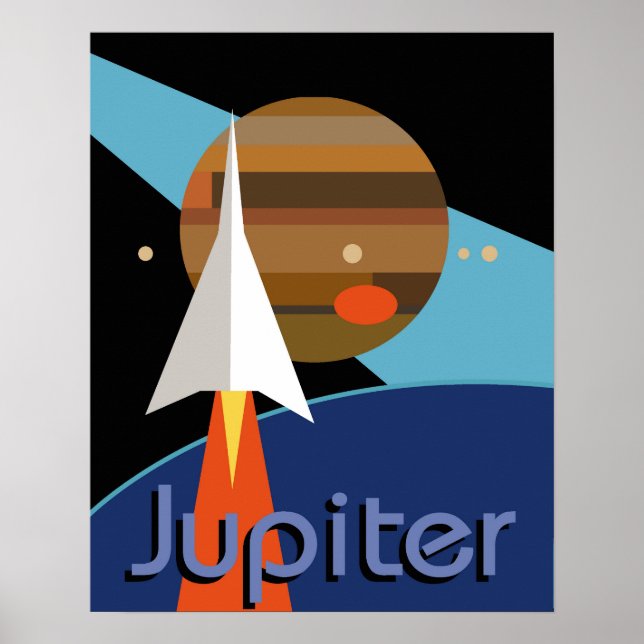 Póster bauhaus rocket space art deco midsiglo (Frente)