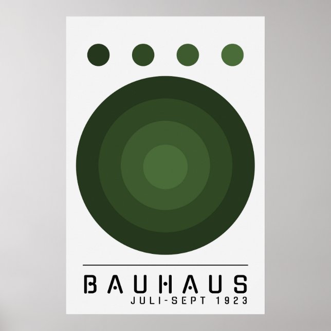 Póster Bauhaus Sage Green, Naranja, Black Boho Wall Art (Frente)