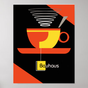 Póster Bauhaus tea midsiglo art deco