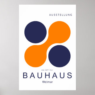 Póster Bauhaus Weimar Orange Navy Circle Art Print