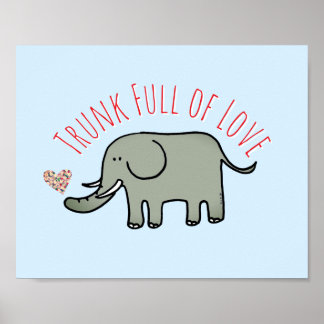 Póster Baúl Lleno de Amor Elefante Doodle Adorable