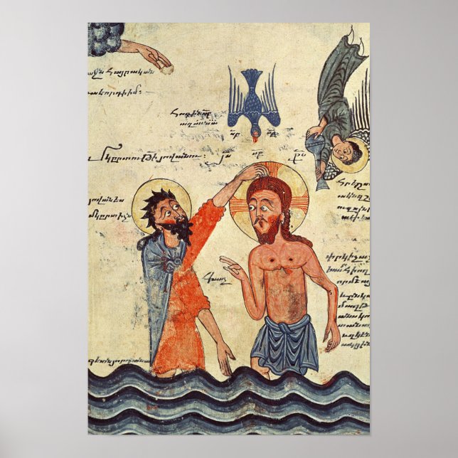 Póster Bautismo de Cristo, de un Evangelio (Frente)