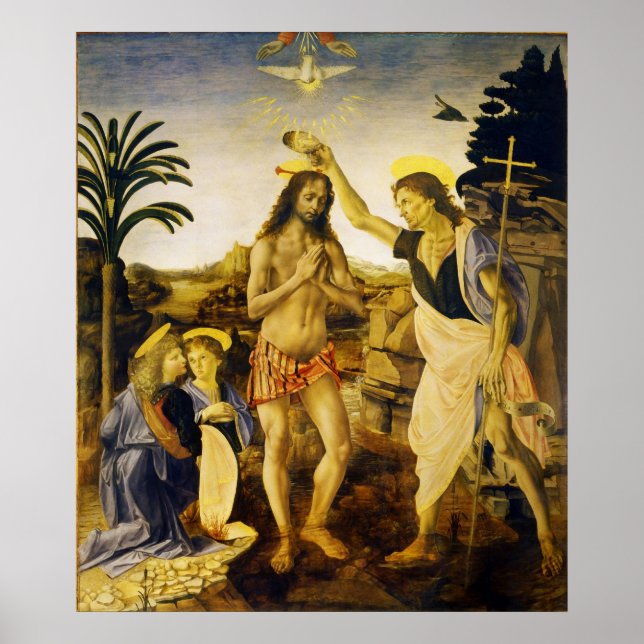 Póster Bautismo de Cristo por Da Vinci y Verrocchio (Frente)