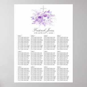 Póster Bautismo floral de Lilac y Plata o cristianismo