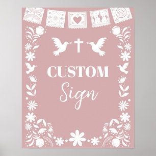 Póster BAUTIZO Rosa Cielito Lindo