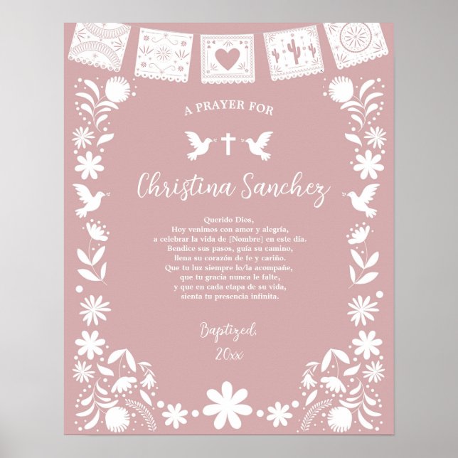 Póster BAUTIZO Rosa Cielito Lindo ( (Frente)