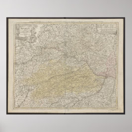 Póster Bavaria Map, Germany Poster, Historical Map 1712
