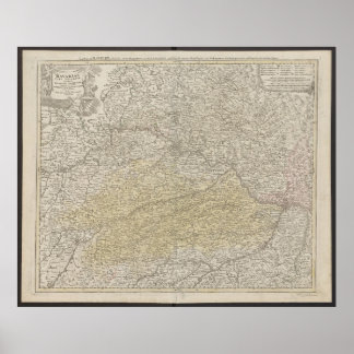 Póster Bavaria Map, Germany Poster, Historical Map 1712