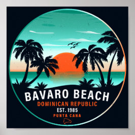 Póster Bavaro Beach Dominican Retro Sunset Souvenir años