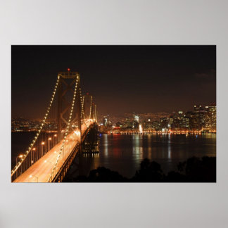 Póster Bay Bridge y San Francisco City Skyline