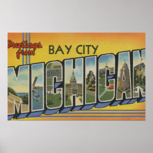 Póster Bay City, Michigan - Escenas de letras grandes