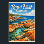 Póster Bay of Fires Tasmania - Vintage Travel<br><div class="desc">The Bay of Fires in Tasmania,  Australia is one of the most unique places in the world and is a must see on any Tasmanian itinerary.

Located on Tasmania's east coast,  the bright orange coloured rocks,  crystal clear waters of the rock pools,  and pristine beaches will leave you breathless.</div>