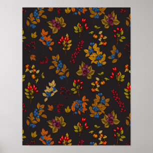 Póster Bayas otoñales en chocolate marrón 2
