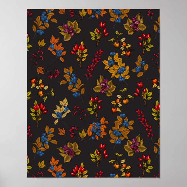 Póster Bayas otoñales en chocolate marrón 2 (Frente)