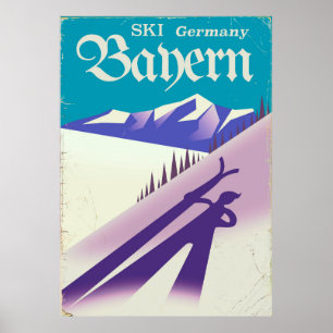 Póster Bayern Alemania poster de vacaciones de esquí vint