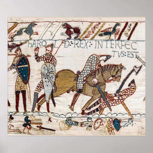 Póster BAYEUX: Muerte del rey Harold en la batalla (Frente)