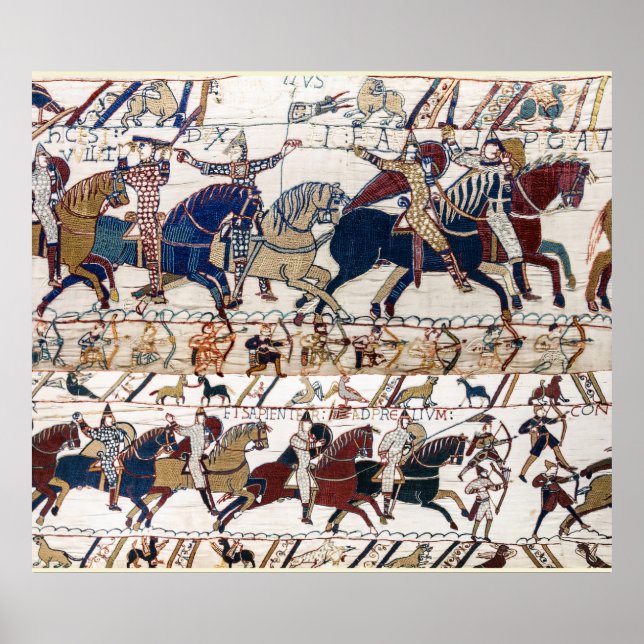 PÓSTER BAYEUX TAPESTRY 1066 CABALLEROS Y ARCHERS NORMANOS (Frente)
