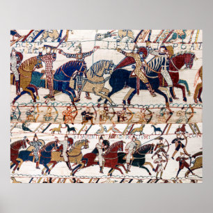 PÓSTER BAYEUX TAPESTRY 1066 CABALLEROS Y ARCHERS NORMANOS