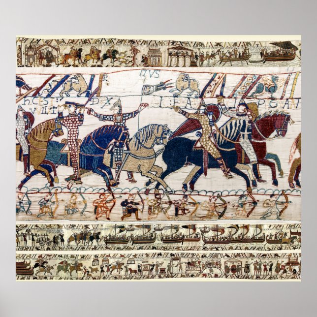 PÓSTER BAYEUX TAPESTRY 1066 CABALLEROS Y ARCHERS NORMANOS (Frente)
