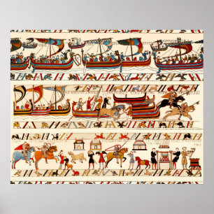 PÓSTER BAYEUX TAPESTRY 1066,COCHES NORMANOS ,VIKING BARCO
